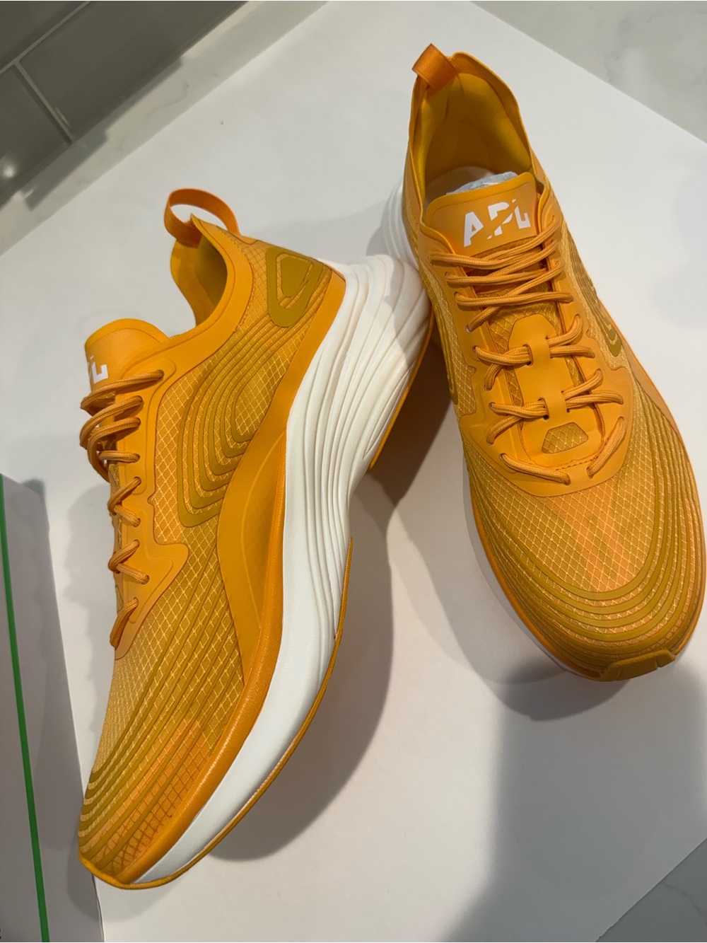 NEW APL Mens Athletic Streamline Orange Mango White Training/Running Sneakers